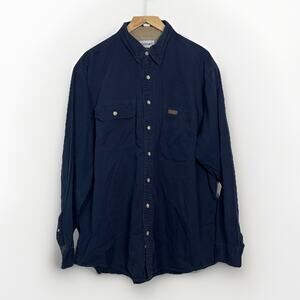 Y2K Vintage Carhartt Work Shirt Mens Size 2XL Tall Dark Blue Chore Button Down